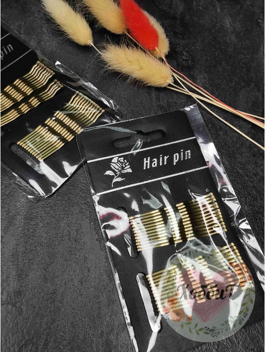 Невидимки для волос на блистере 5см. (золото)